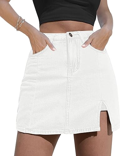 white denim skirt