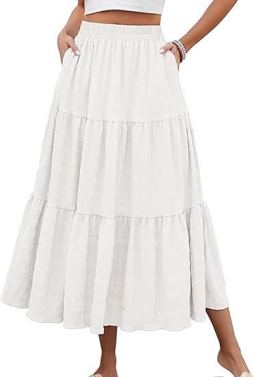 White Tiered Maxi Skirt