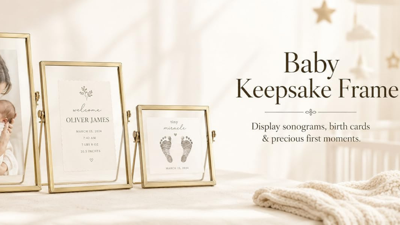 Gold Floating Glass Picture Frames Set of 3 Photo Gift Gold Floating Glass Picture Frames Set