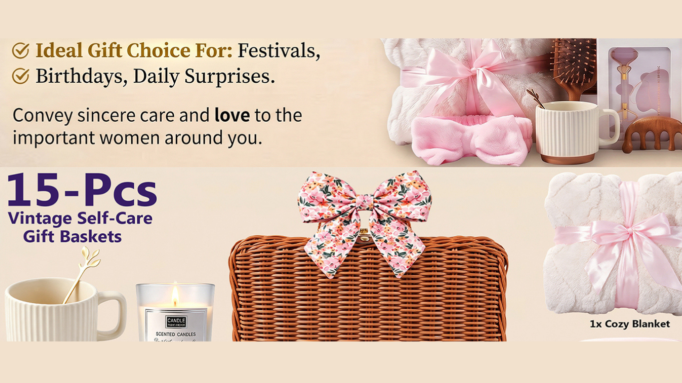 15-Piece Gift Basket for Women | Birthday Self-Care Set 15-Piece Gift Basket for Women
