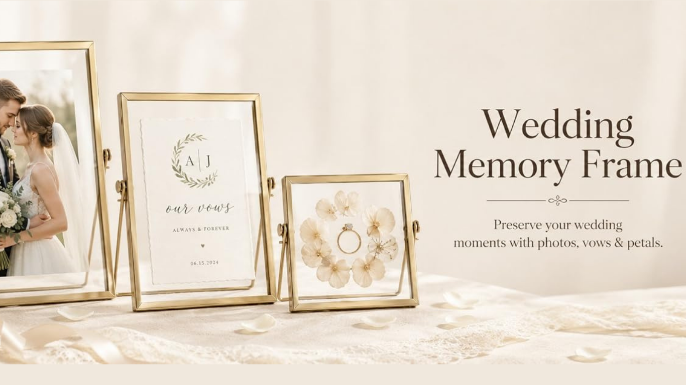 Gold Floating Glass Picture Frames Set of 3 Photo Gift Gold Floating Glass Picture Frames Set
