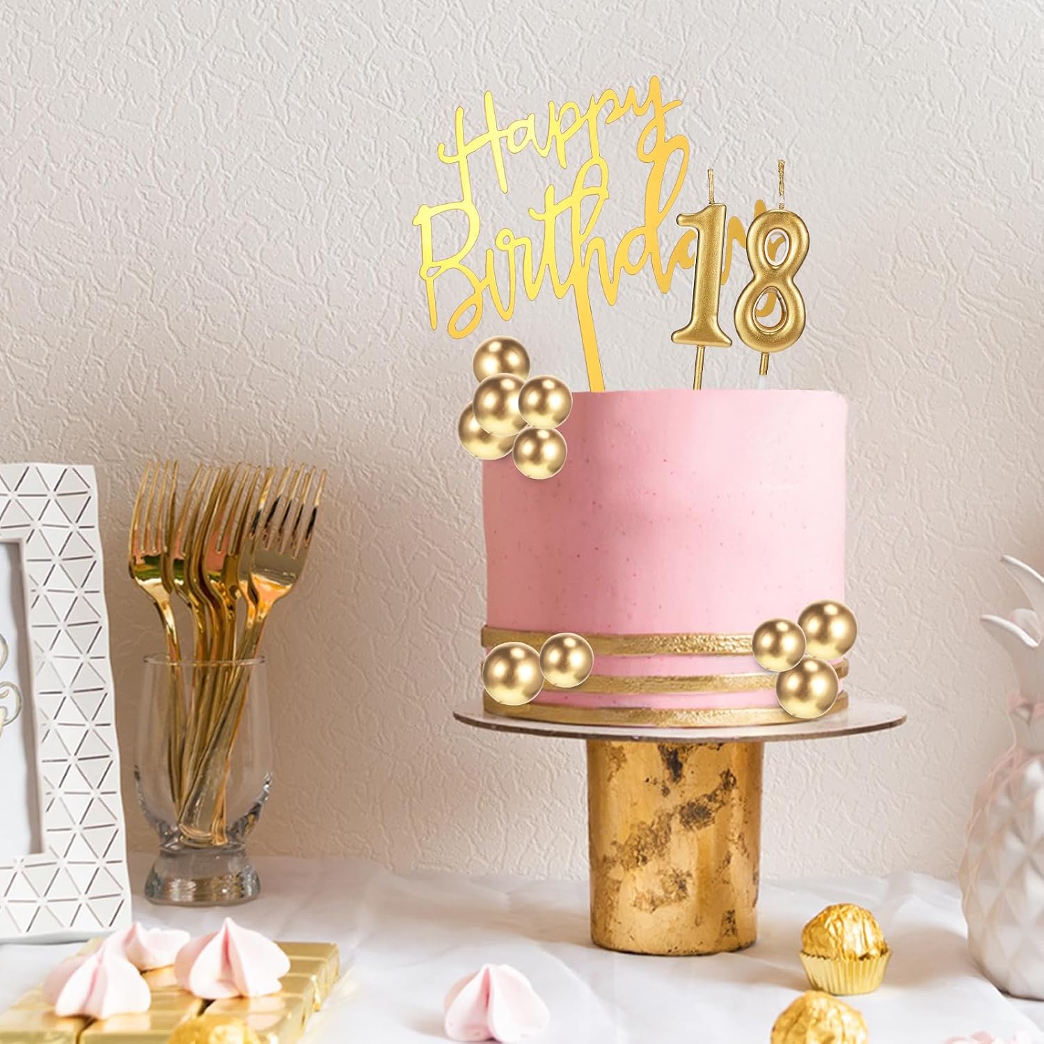 Gold Birthday Cake Candles Set Gold Birthday Cake Candles Set