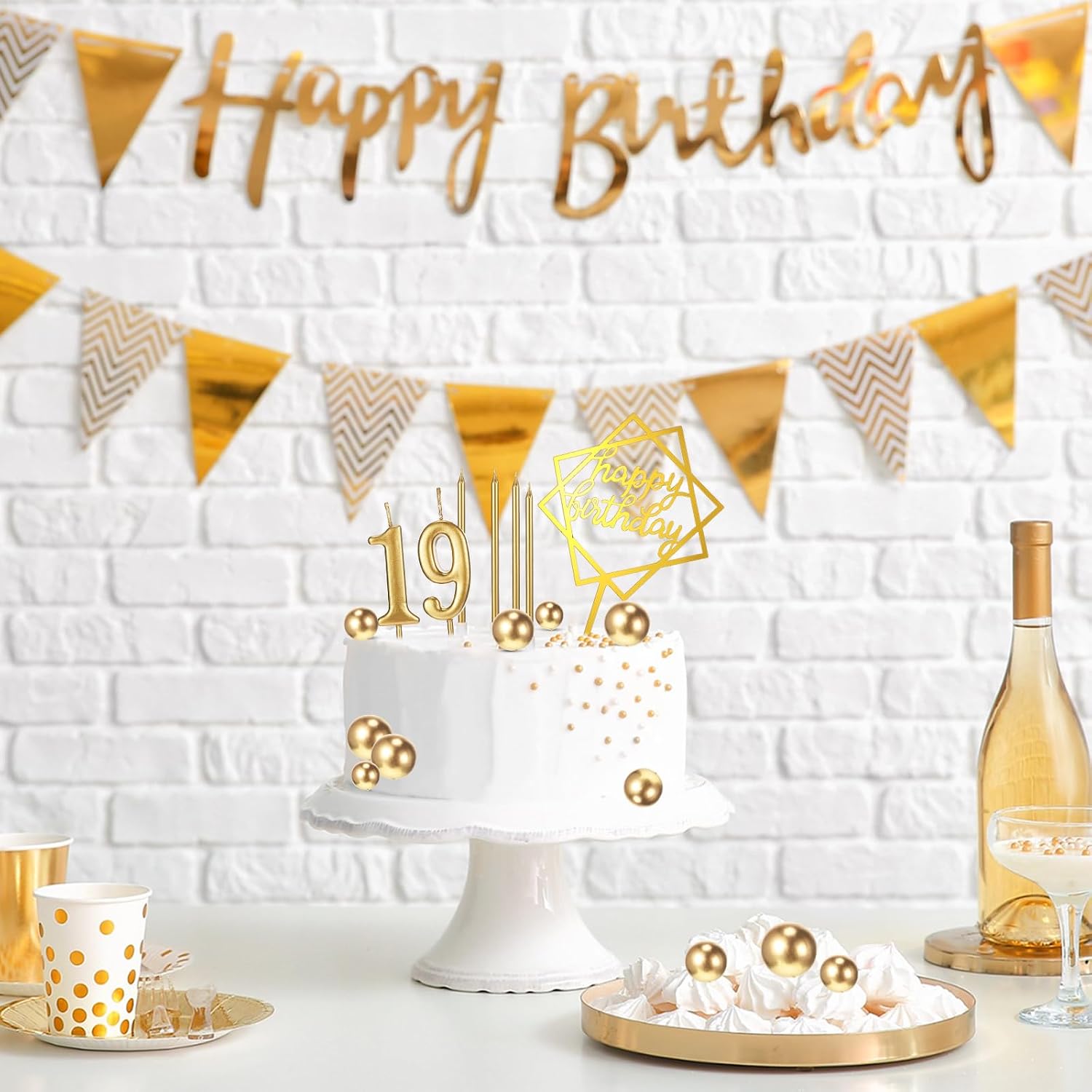 Gold Birthday Cake Candles Set Gold Birthday Cake Candles Set