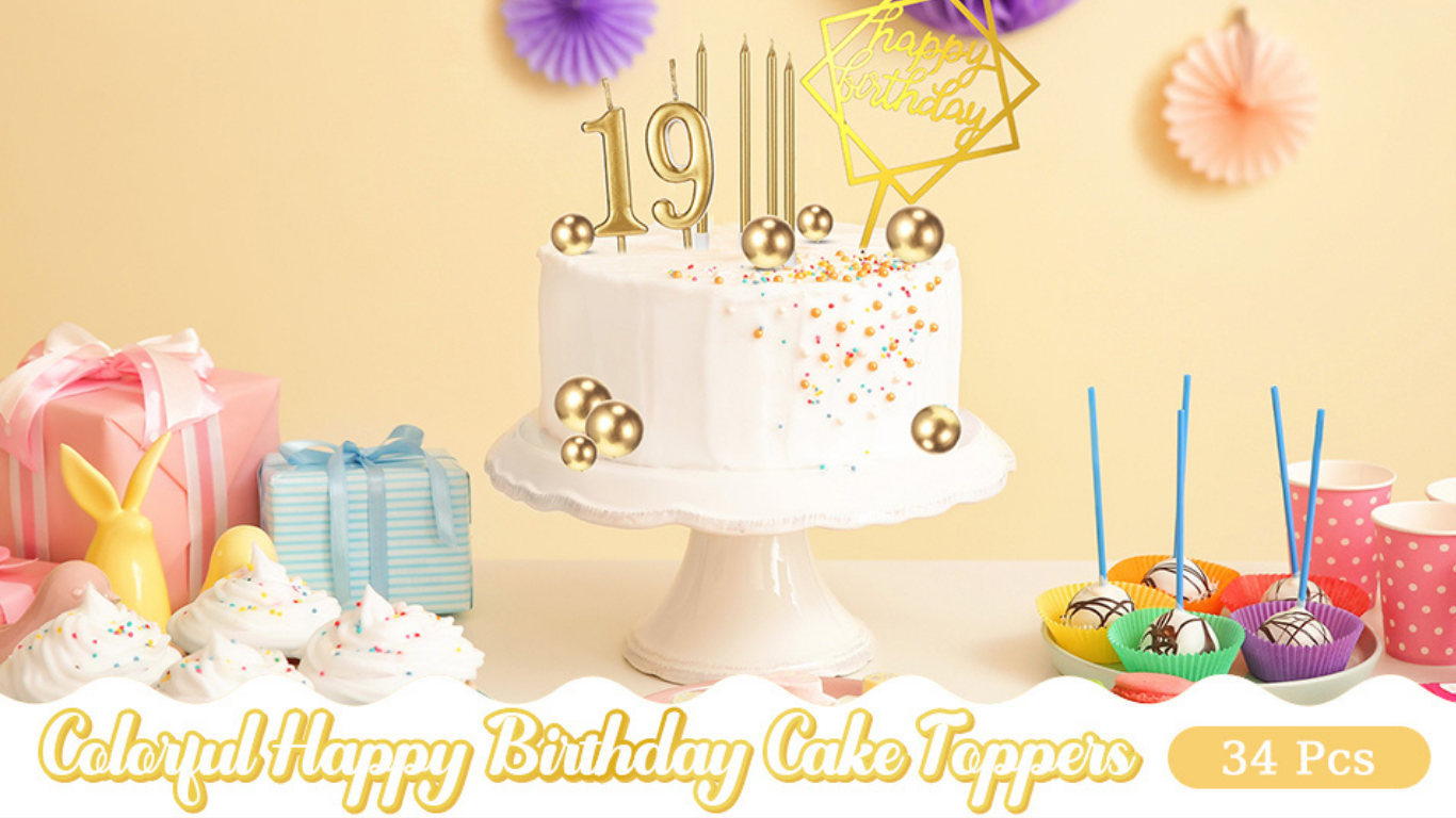 Birthday Cake Candles Set | 34-Piece Topper & Decor Kit birthday cake candles set