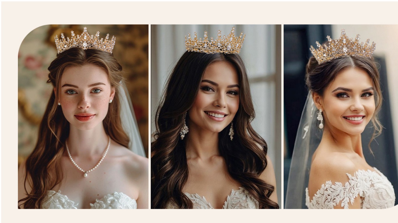 Birthday Crown for Women | Gold Crystal Tiara with Sash birthday crown for women (2)