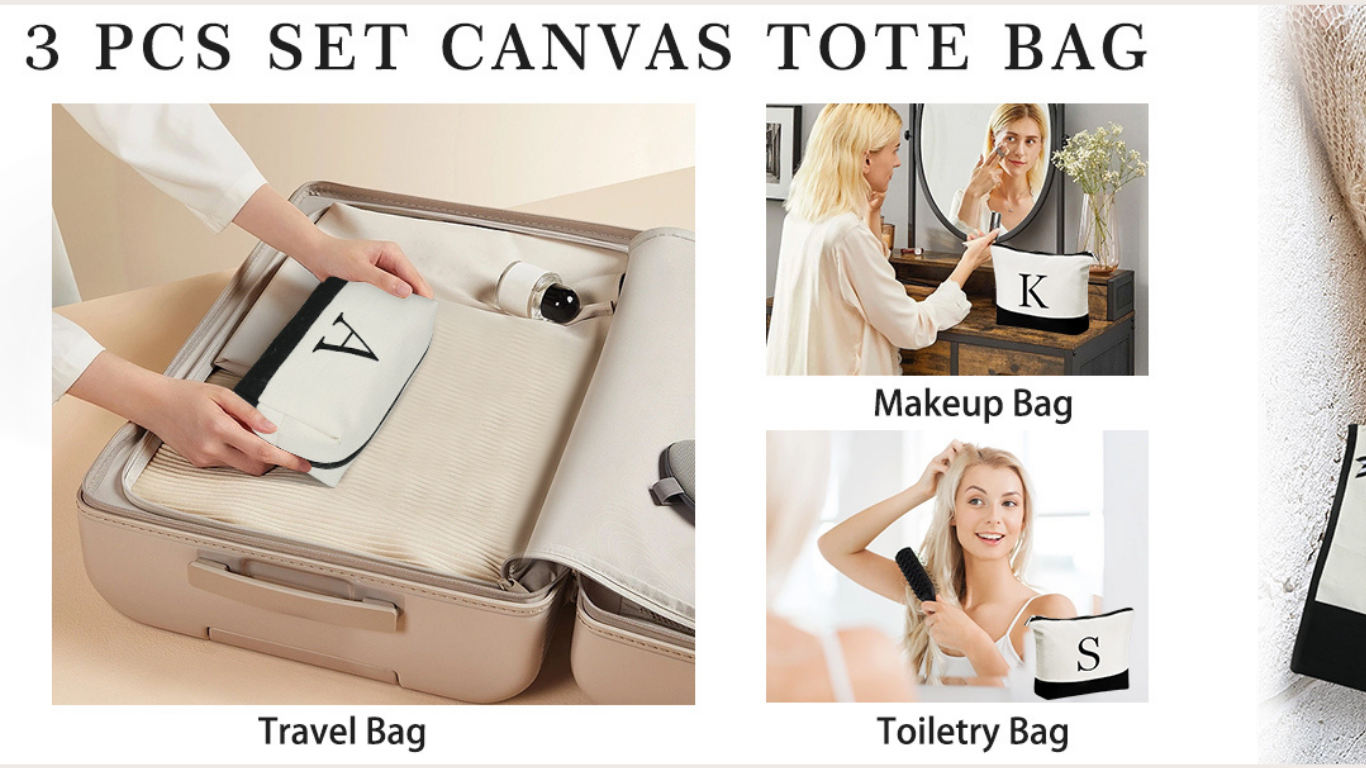 Personalized Tote Bag Set | 3-Piece Monogram Gift for Her personalized tote bag set (2)