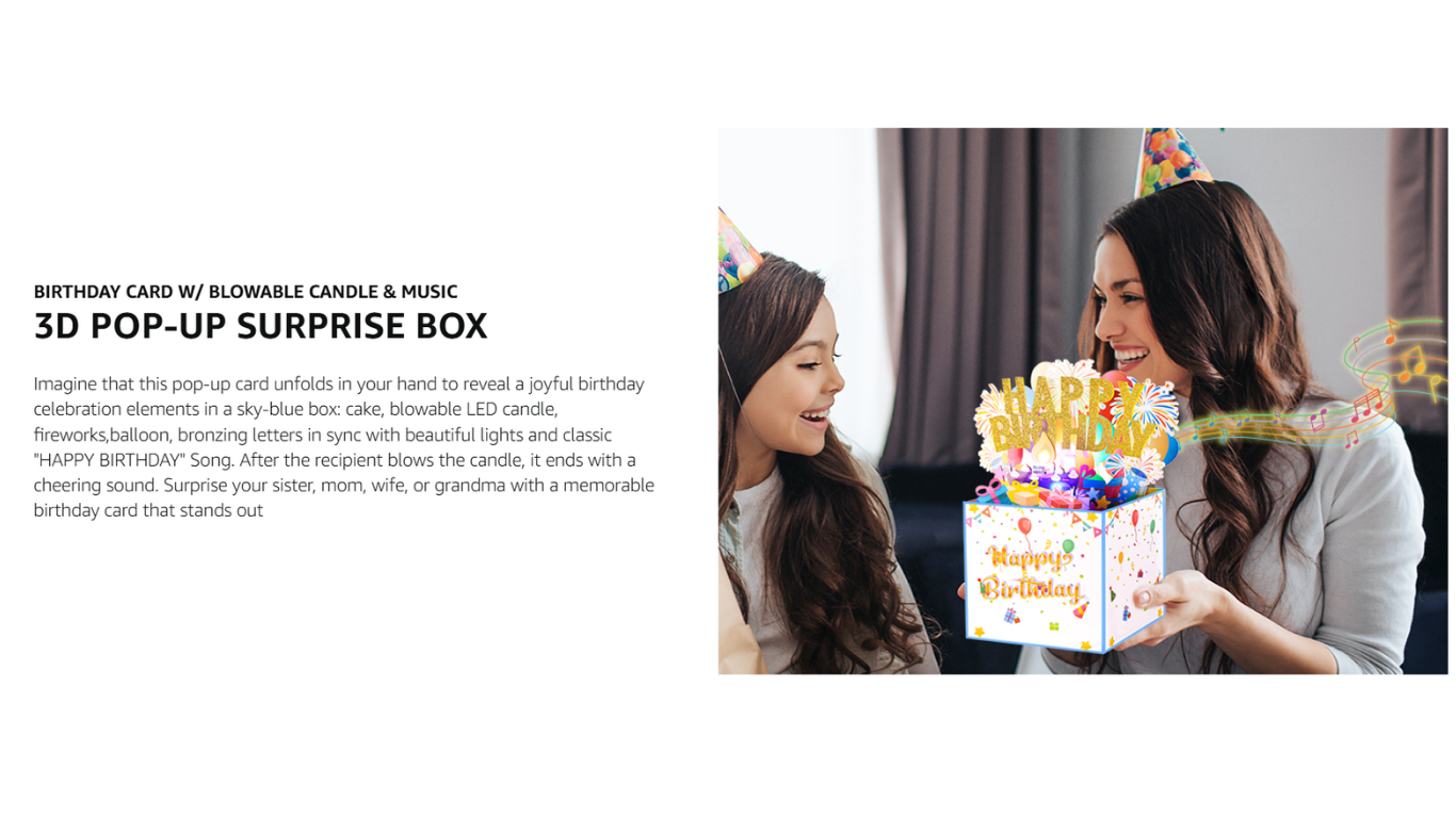 Pop Up Birthday Card | 3D Musical Card with Candle pop up birthday card