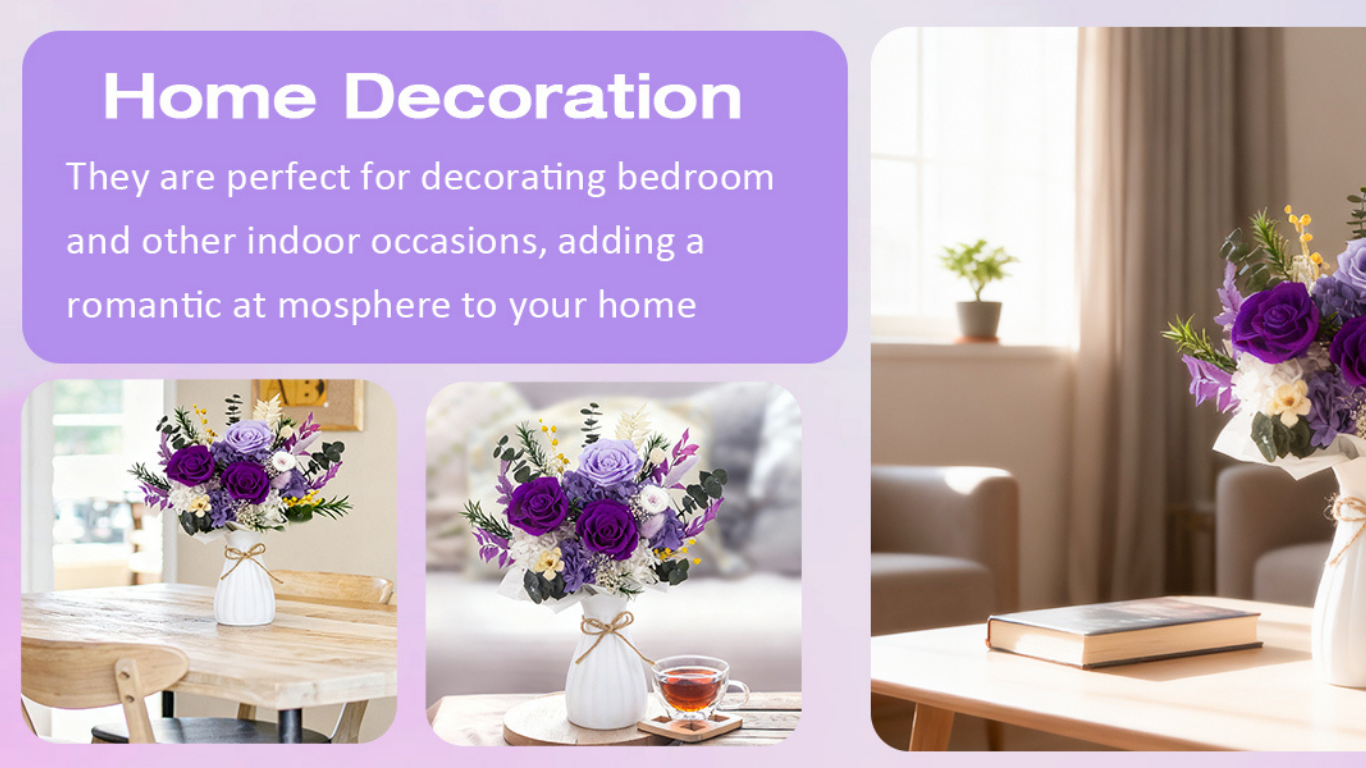 Preserved Flowers Bouquet | Purple Rose Gift for Her preserved flowers bouquet (2)