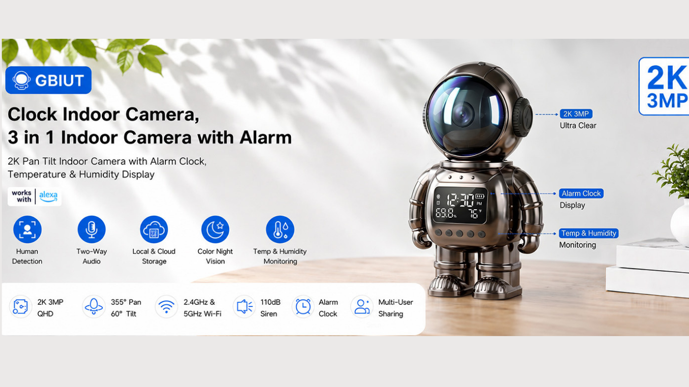 Smart Home Robot Camera – 2K WiFi Pet & Family Monitoring Camera smart home robot camera (5)