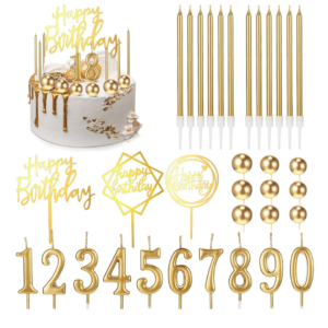 Gold Birthday Cake Candles Set