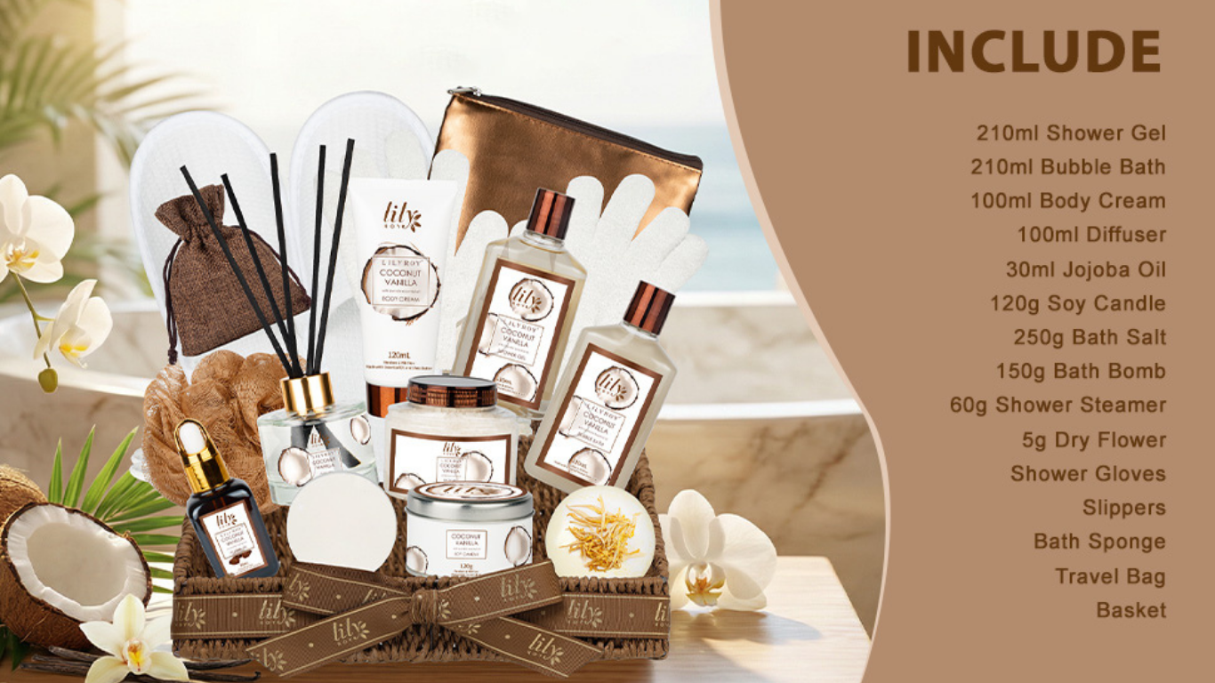 coconut vanilla spa gift basket (2)