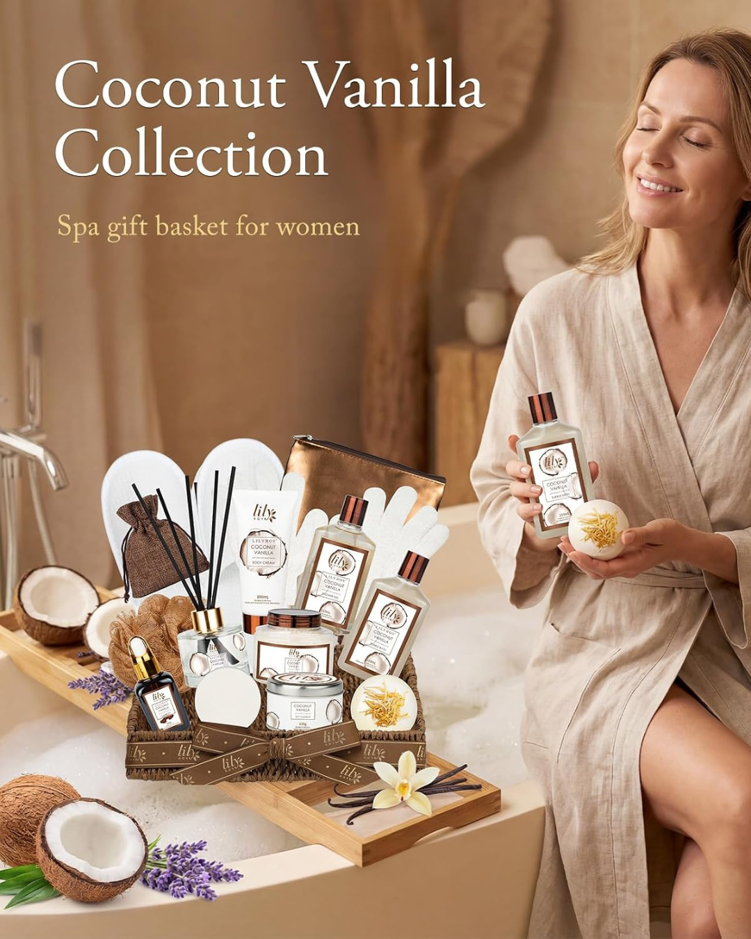 coconut vanilla spa gift basket (4) coconut vanilla spa gift basket (4)