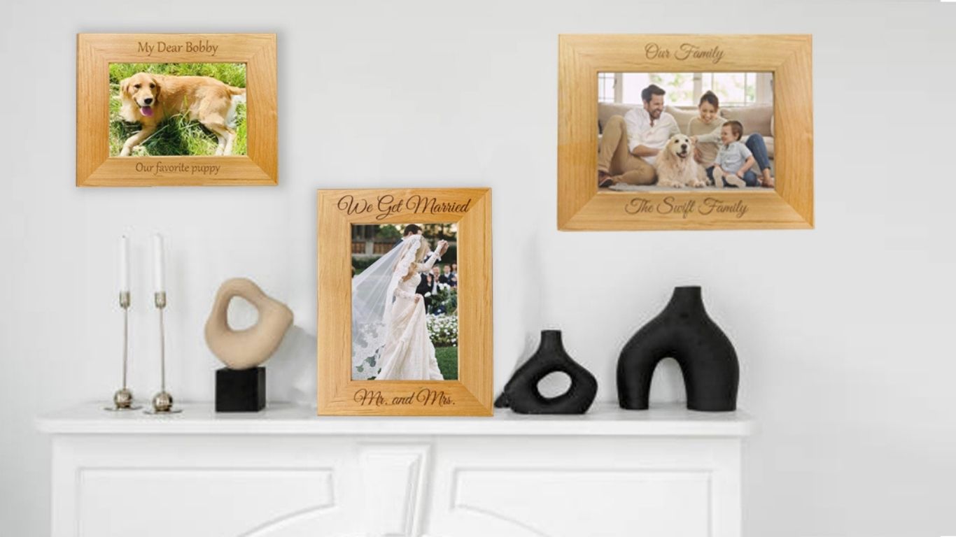 Personalized Engraved Wood Picture Frame — Custom Text, Multiple Sizes, Gift Box Included personalized picture frame