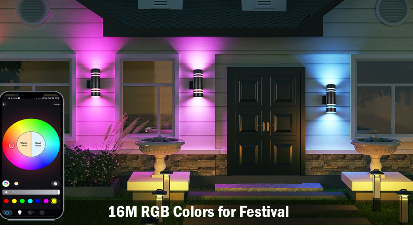 Smart Color-Changing Outdoor Wall Lights (2 Pack) — The Perfect Gift for Smart Home Lovers smart outdoor wall lights (8)