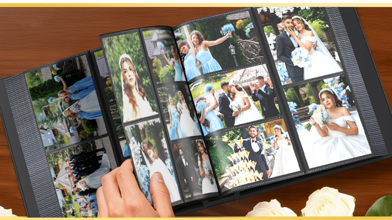 Mr & Mrs Wedding Photo Album — Custom Engraved 4x6 Memory Book with 400 Pockets wedding photo album